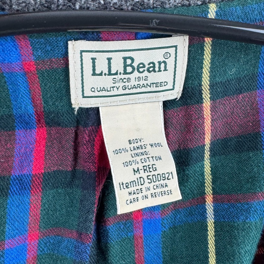 LL Bean Wool Sweater Mens Medium Gray Full Zip Flannel Lined Knit Mock Neck - Picture 8 of 14